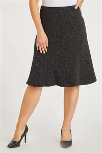 Bonmarche Black Textured Elasticated Skirt, Size: 28