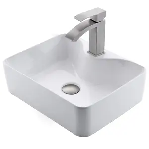 Neche White Rectangle Ceramic Bathroom Vessel Sink - 48.5cm x 37.5cm