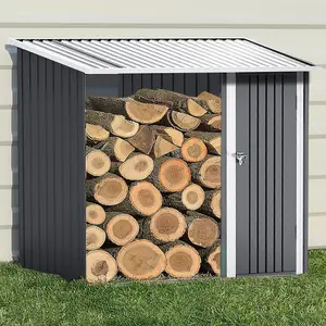 8 x 3 ft Charcoal Black Outdoor Garden Firewood Shed Storage Shed