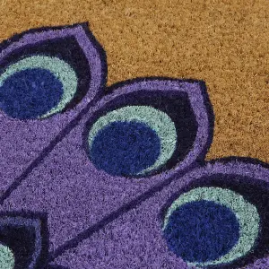 Eco-Friendly Latex Backed Coir Door Mat, Peacock