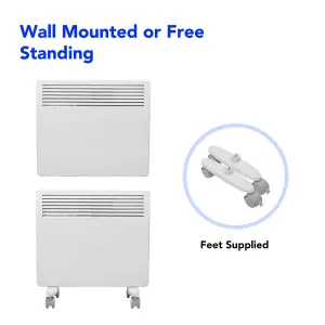 Smart Wifi Electric Panel Heater 1000W Timer Wall Mounted & Floor Stand White