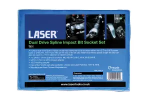 Laser Tools 7979 9pc Dual Drive Spline Impact Bit Socket Set