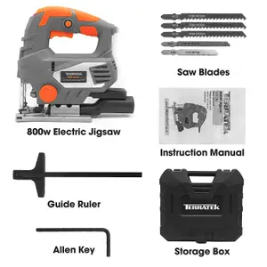 Terratek Electric Jigsaw 800W 6 Speed Laser Guide Corded Hand Jig Saw 10-80mm Cutting Capacity