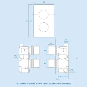 Nes Home Porto Concealed Thermostatic Overhead 250mm Rainfall Shower Mixer Set Matte Black