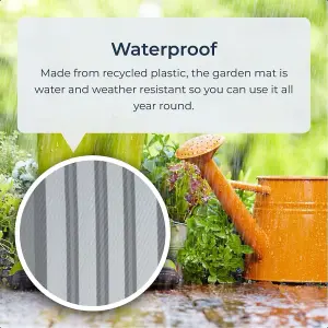 Grey Striped Neutral Outdoor Rug Camping Floor Mat Picnic Blanket 120 x 180cm