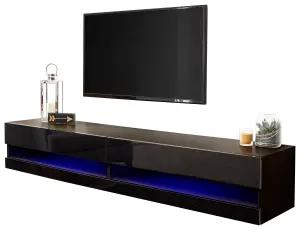 GFW Galicia 180cm Wall TV Unit with LED Black