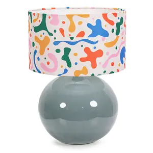 ValueLights Bosco Eucalyptus Ceramic Table Lamp with Abstract Shape Drum Shade - LED Bulb Included