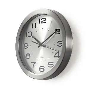 Nedis Retro Style Circular Wall Clock 30cm Silver & Stainless Steel