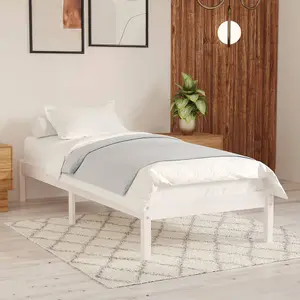 Berkfield Bed Frame White Solid Wood 90x190 cm Single