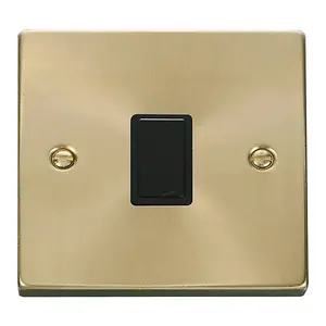 Satin / Brushed Brass 1 Gang 20A DP Switch - Black Trim - SE Home