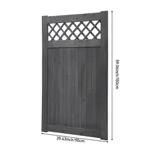 Outdoor Grey Rhombus Garden Wooden Gate Fence Door 150cm H