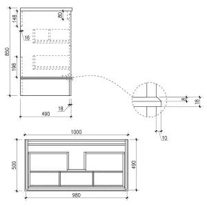 Beckett Blue Grey Floor Standing Traditional Bathroom Vanity Unit & Basin (W)1000mm (H)850mm