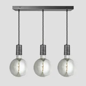 Industville Sleek Large Edison Cluster Lights, 3 Wire, Pewter