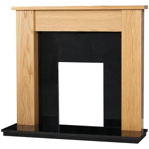 Adam Buxton Fireplace in Oak & Black Granite Stone, 48 Inch