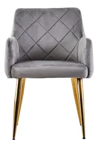 Mink Velvet Angular Dining Chair, Mid-century Lounge Chair, Decorative Chair, Armchair With Gold Finish Legs