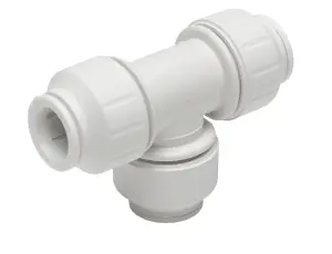 JG Speedfit PEM0222W White Push-fit Equal Pipe tee (Dia)22mm x 22mm x 22mm, Pack of 5