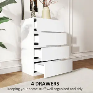 HOMCOM Bedroom Chest of Drawers, 4 Drawers Dresser, Drawer Unit, White