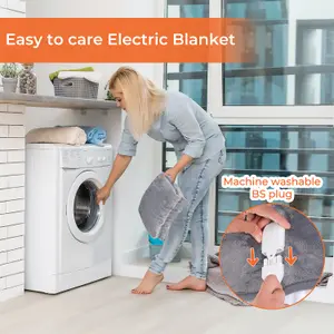 Geepas Heated Over Throw Fleece Electric Over Blanket Soft Fleece - 130x160cm & 130x180cm Options