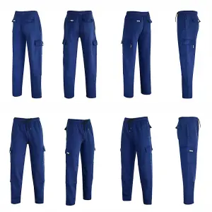 MS9 Mens Cargo Combat Fleece Trouser Work Tracksuit Jogging Bottoms Pants H20, NAVY - XL