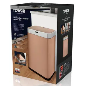 Steel Motion Sensor Rubbish Bin - 75L Copper