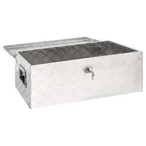 Berkfield Storage Box Silver 80x39x30 cm Aluminium