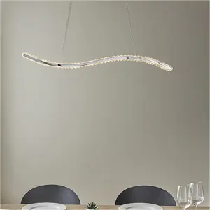 Hanging Ceiling Pendant Light - Chrome Plate & Clear Crystal - 28W LED (Smd 2835) Warm White