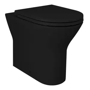 RAK Feeling Matt Black Rimless Back to Wall WC Toilet Pan with Matching Soft Close Slimline Sandwich Seat