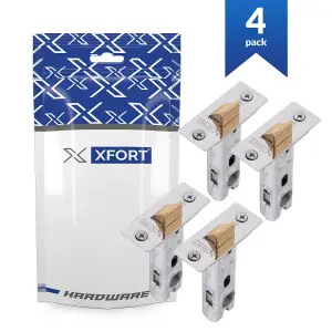 XFORT 4 Sets of 75mm Polished Chrome Tubular Latch, Mortice Door Latch