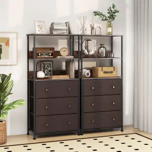 Costway 3 Drawer Dresser Home Vertical Fabric Chest of Drawers w/ Open Shelves