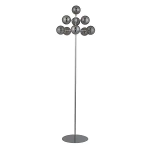 Lighting Collection Quito Chrome & Smoked Glass 9Lt Floor Lamp