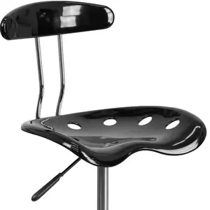 Vibrant Chrome Drafting Stool with Tractor Seat Black