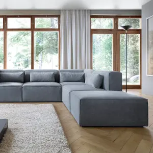 Doris Modular Extended Corner Sofa in Dark Grey Cord Chenille