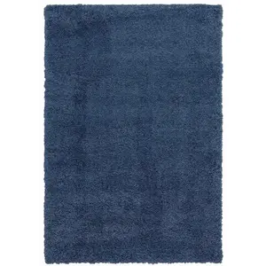 Blue Shaggy Modern Plain Easy To Clean Rug For Dining Room-200cm X 290cm