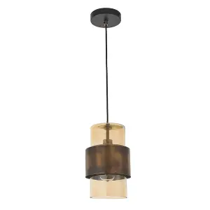 Luminosa Palermo Pendant Ceiling Light Brass Patina & Champagne Lustre Glass