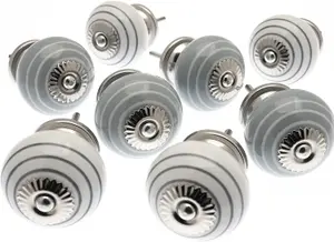 MangoTreeKnobs - Mixed Set of Vintage Grey & White Cupboard Knobs x Pack 8 (MG-613)