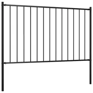 Berkfield Fence Panel with Posts Powder-coated Steel 1.7x1 m Black