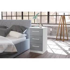 Marquitta 3 Drawer Bedside Table White/Grey