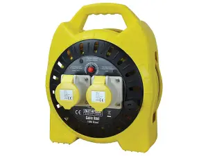 Faithfull Power Plus Semi-Enclosed Cable Reel 110V 16A 2-Socket 15m (1.5mm Cable)