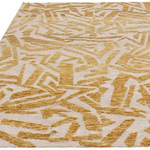 Yellow Modern Easy to Clean Abstract Rug for Living Room Bedroom and Dining Room-160cm X 230cm