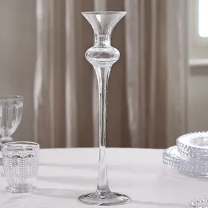 Luxury Style Tall Clear Glass Table Decoration Centerpiece Candle Holder