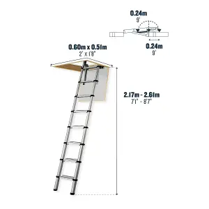 Werner Aluminium Telescopic Loft Ladder 2.6m