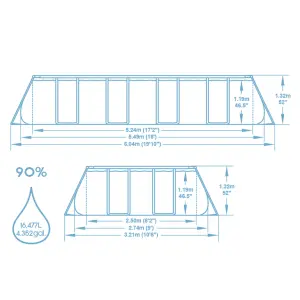 Bestway 18ft x 9ft x 52" Rectangular Power Steel Above Ground Swimming Pool, Sand filter Pump & Accessories (2024 Version)