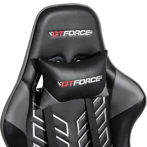 GTForce Pro St Reclining Sports Racing Gaming Office Desk Pc Car Faux Leather Chair (Grey)