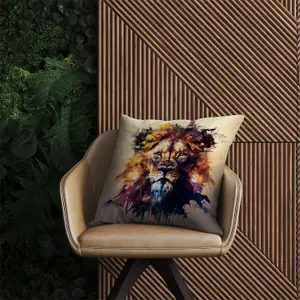 Majestic Lion Face Splashart Outdoor Cushion 45cm x 45cm