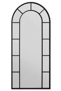 MirrorOutlet Full Length Window Arcus - Black Framed Arched Leaner / Wall Mirror 75" X 33" (190CM X 85CM)