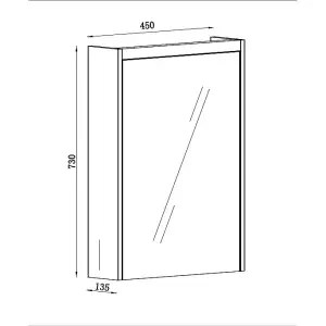 Borneo Dark Wood Single Bathroom Mirrored LED Wall Cabinet (W)450mm (H)730mm