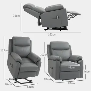 HOMCOM Power Lift Chair Electric Riser Recliner with Remote Control, Grey