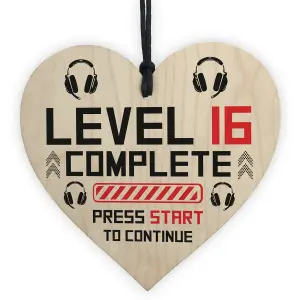 Red Ocean 16th Birthday Gamer Gift Wooden Heart Novelty Birthday Gifts For Son Brother