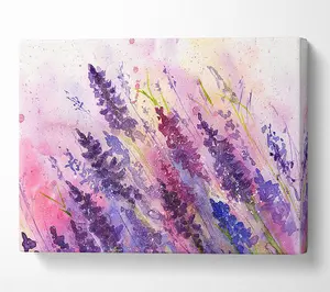 Lavender Colour Splash Canvas Print Wall Art - Medium 20 x 32 Inches