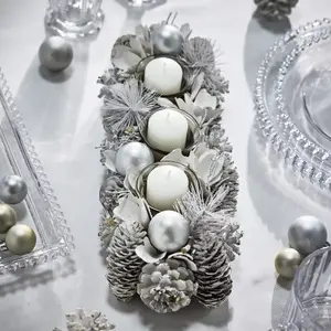 White Christmas Centrepiece Christmas Decoration Tealight Holder Candle Holder